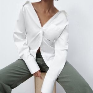 NWOT Zara white off the shoulder shirts sz M